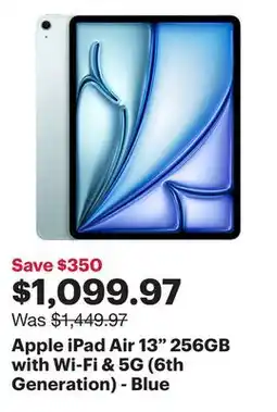 Best Buy Apple iPad Air 13 256GB with Wi-Fi & 5G (6th Generation) - Blue offer