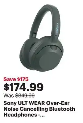 Best Buy Sony ULT WEAR Over-Ear Noise Cancelling Bluetooth Headphones - Forest Grey offer