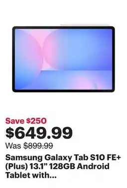 Best Buy Samsung Galaxy Tab S10 FE+ (Plus) 13.1 128GB Android Tablet with Exynos 1580 Processor - Blue offer