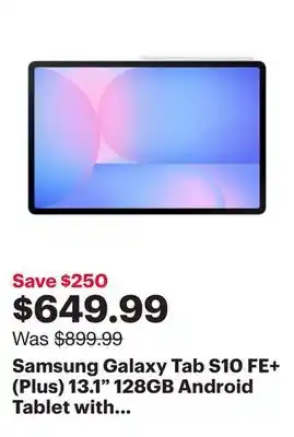 Best Buy Samsung Galaxy Tab S10 FE+ (Plus) 13.1 128GB Android Tablet with Exynos 1580 Processor - Blue offer