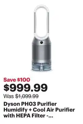 Best Buy Dyson PH03 Purifier Humidify + Cool Air Purifier with HEPA Filter - White/Silver offer
