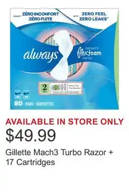 Costco Gillette Mach3 Turbo Razor + 17 Cartridges offer
