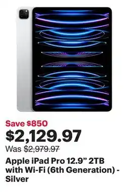 Best Buy Apple iPad Pro 12.9 2TB with Wi-Fi (6th Generation) - Silver offer