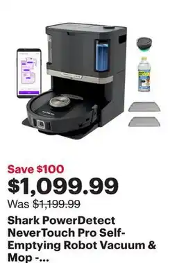 Best Buy Shark PowerDetect NeverTouch Pro Self-Emptying Robot Vacuum & Mop - Black offer