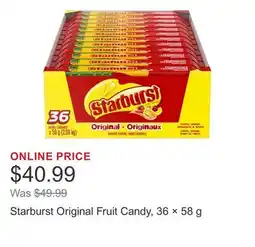 Costco Starburst Original Fruit Candy, 36 × 58 g offer