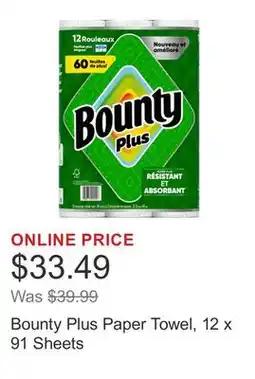 Costco Bounty Plus Paper Towel, 12 x 91 Sheets offer