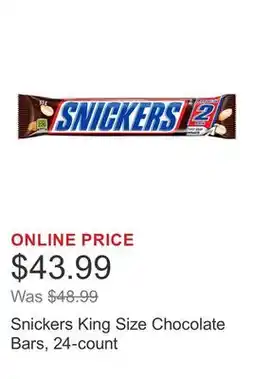 Costco Snickers King Size Chocolate Bars, 24-count offer