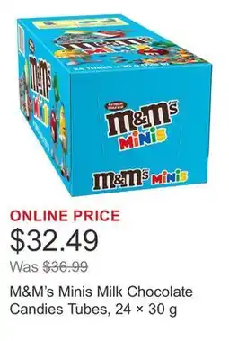 Costco M&M's Minis Milk Chocolate Candies Tubes, 24 × 30 g offer