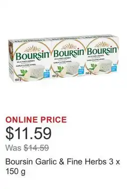 Costco Boursin Garlic & Fine Herbs 3 x 150 g offer