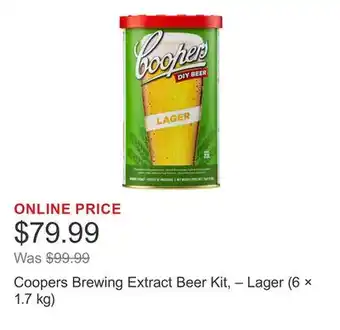 Costco Coopers Brewing Extract Beer Kit, – Lager (6 × 1.7 kg) offer