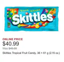 Costco Skittles Tropical Fruit Candy, 36 × 61 g (2.15 oz.) offer