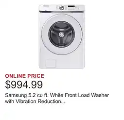 Costco Samsung 5.2 cu ft. White Front Load Washer with Vibration Reduction Technology offer