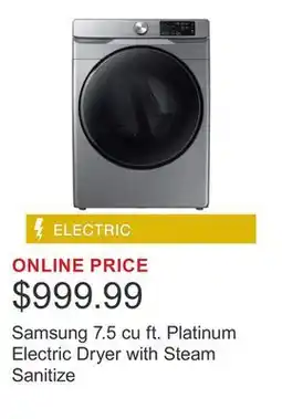 Costco Samsung 7.5 cu ft. Platinum Electric Dryer with Steam Sanitize offer