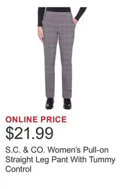 Costco S.C. & CO. Women's Pull-on Straight Leg Pant With Tummy Control offer