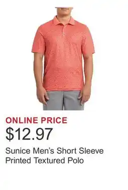 Costco Sunice Men's Short Sleeve Printed Textured Polo offer