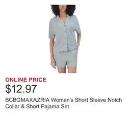 Costco BCBGMAXAZRIA Women's Short Sleeve Notch Collar & Short Pajama Set offer
