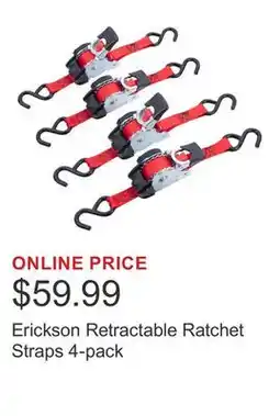 Costco Erickson Retractable Ratchet Straps 4-pack offer