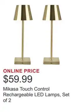 Costco Mikasa Touch Control Rechargeable LED Lamps, Set of 2 offer