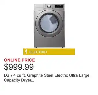 Costco LG 7.4 cu ft. Graphite Steel Electric Ultra Large Capacity Dryer with SmartDiagnosis offer