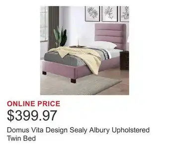 Costco Domus Vita Design Sealy Albury Upholstered Twin Bed offer