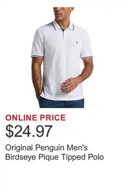 Costco Original Penguin Men's Birdseye Pique Tipped Polo offer