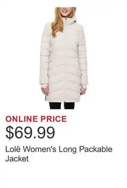 Costco Lolë Women's Long Packable Jacket offer