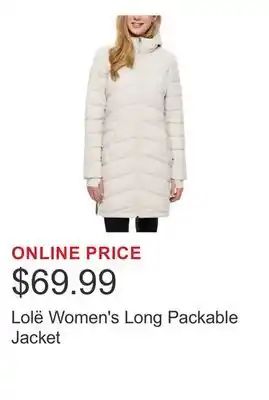 Costco Lolë Women's Long Packable Jacket offer
