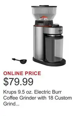 Costco Krups 9.5 oz. Electric Burr Coffee Grinder with 18 Custom Grind Settings offer