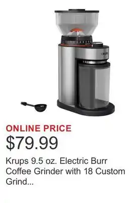 Costco Krups 9.5 oz. Electric Burr Coffee Grinder with 18 Custom Grind Settings offer