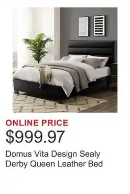 Costco Domus Vita Design Sealy Derby Queen Leather Bed offer