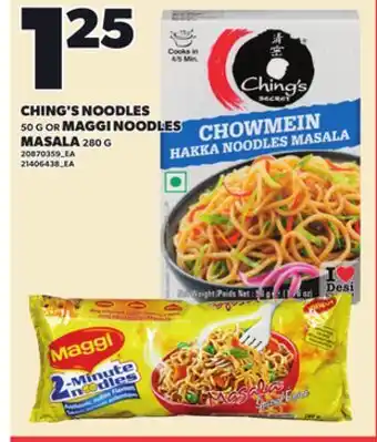 Loblaws CHING'S NOODLES, 50 G OR MAGGI NOODLES MASALA, 280 G offer
