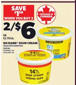 Loblaws NO NAME SOUR CREAM, 500 ML offer