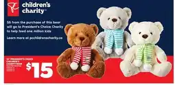 Loblaws 16 PRESIDENT'S CHOICE CHILDREN'S CHARITY BEAR offer
