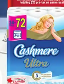 Loblaws CASHMERE ULTRA BATHROOM TISSUE, 24=72 ROLLS offer