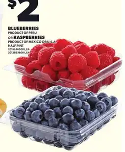 Loblaws BLUEBERRIES OR RASPBERRIES, HALF PINT offer