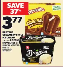 Loblaws BREYERS CREAMERY STYLE ICE CREAM, 1.41 L OR POPSICLE NOVELTIES, 6'S offer