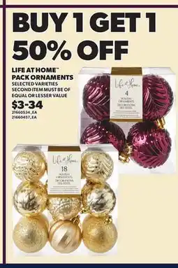 Loblaws LIFE AT HOME PACK ORNAMENTS offer