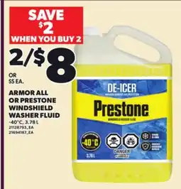 Loblaws ARMOR ALL OR PRESTONE WINDSHIELD WASHER FLUID, 3.78 L offer