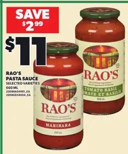 Loblaws RAO'S PASTA SAUCE, 660 ML offer