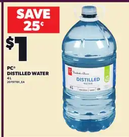 Loblaws PC DISTILLED WATER, 4 L offer