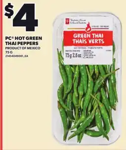 Loblaws PC HOT GREEN THAI PEPPERS, 75 G offer
