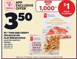 Loblaws PC THIN AND CRISPY, FOCACCIA OR FLAT BREAD PIZZA, 330-455 G offer