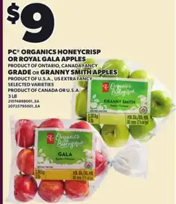 Loblaws PC ORGANICS HONEYCRISP OR ROYAL GALA APPLES OR GRANNY SMITH APPLES, 3 LB offer