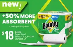 Loblaws BOUNTY PAPER TOWEL, 6=12 ROLL offer