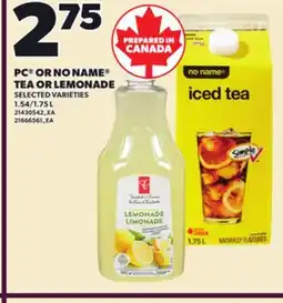Loblaws PC OR NO NAME TEA OR LEMONADE, 1.54/1.75 L offer