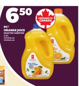 Loblaws PC ORANGE JUICE, 2.5 L offer