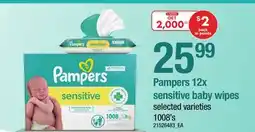 Loblaws PAMPERS 12X SENSITIVE BABY WIPES, 1008's offer