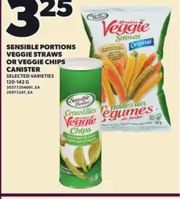 Loblaws SENSIBLE PORTIONS VEGGIE STRAWS OR VEGGIE CHIPS CANISTER, 120-142 G offer