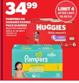 Loblaws PAMPERS OR HUGGIES ECONO PACK DIAPERS, 58-200'S offer