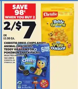 Loblaws CHRISTIE OREO CHIPS AHOY! ANIMAL CRACKERS, TEDDY GRAHAMS OR POKÉMON SNACK PACKS, 144-200 G offer